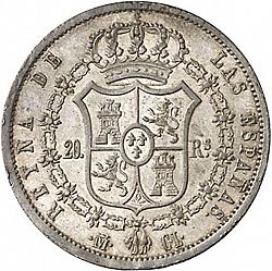 Large Reverse for 20 Reales 1849 coin