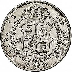 Large Reverse for 20 Reales 1850 coin