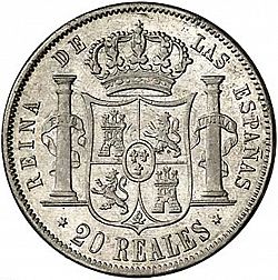 Large Reverse for 20 Reales 1857 coin