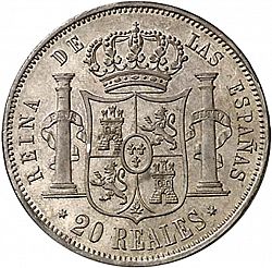 Large Reverse for 20 Reales 1861 coin