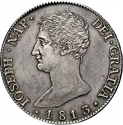 Large Obverse for 20 Reales 1813 coin