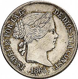 Large Obverse for 20 Céntimos Escudo 1865 coin