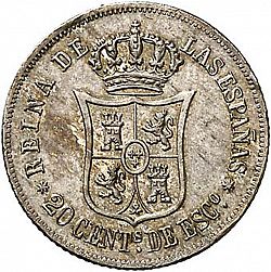 Large Reverse for 20 Céntimos Escudo 1865 coin