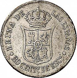 Large Reverse for 20 Céntimos Escudo 1866 coin