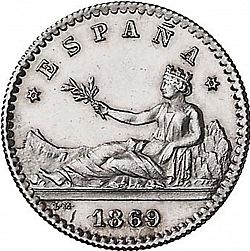 Large Obverse for 20 Céntimos 1869 coin