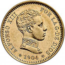 Large Obverse for 20 Pesetas 1904 coin
