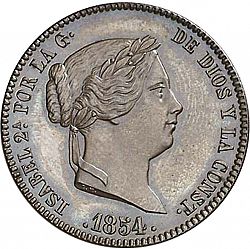Large Obverse for 25 Céntimos Real 1854 coin