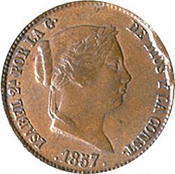 Large Obverse for 25 Céntimos Real 1857 coin