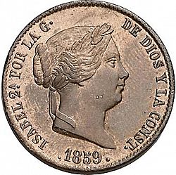 Large Obverse for 25 Céntimos Real 1859 coin