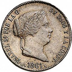 Large Obverse for 25 Céntimos Real 1861 coin
