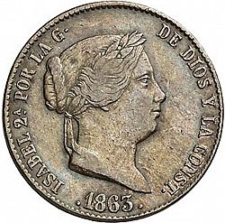 Large Obverse for 25 Céntimos Real 1863 coin