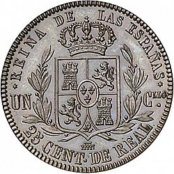 Large Reverse for 25 Céntimos Real 1854 coin