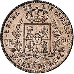 Large Reverse for 25 Céntimos Real 1859 coin