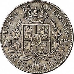 Large Reverse for 25 Céntimos Real 1863 coin