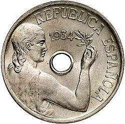 Large Obverse for 25 Céntimos 1934 coin