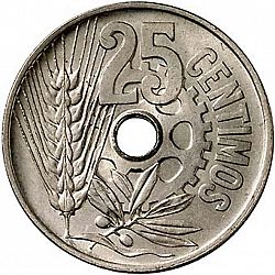 Large Reverse for 25 Céntimos 1934 coin
