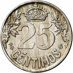 Large Reverse for 25 Céntimos 1925 coin