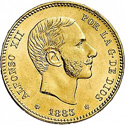 Large Obverse for 25 Pesetas 1883 coin