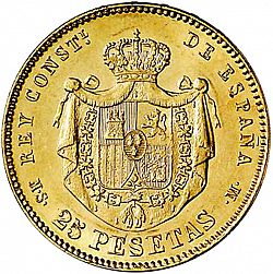 Large Reverse for 25 Pesetas 1883 coin