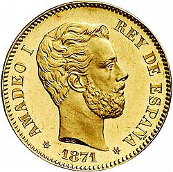 Large Obverse for 25 Pesetas 1871 coin