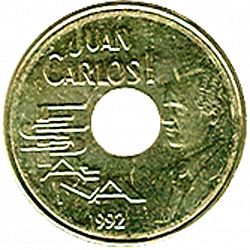 Large Obverse for 25 Pesetas 1992 coin