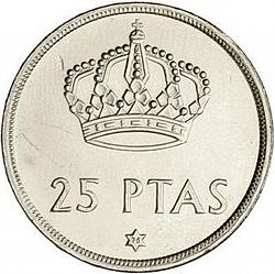 Large Reverse for 25 Pesetas 1975 coin