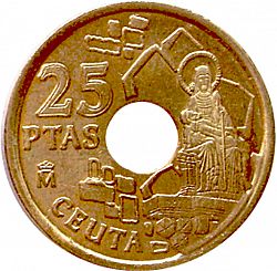 Large Reverse for 25 Pesetas 1998 coin