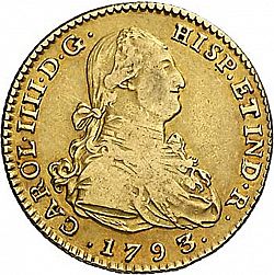 Large Obverse for 2 Escudos 1793 coin