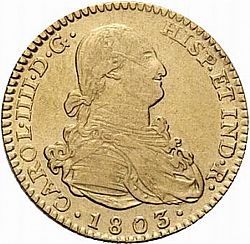 Large Obverse for 2 Escudos 1803 coin