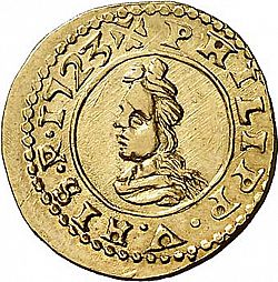 Large Obverse for 2 Escudos 1723 coin