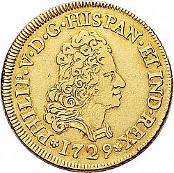 Large Obverse for 2 Escudos 1729 coin