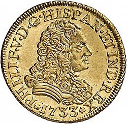 Large Obverse for 2 Escudos 1733 coin
