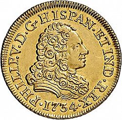 Large Obverse for 2 Escudos 1734 coin
