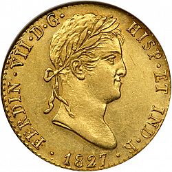 Large Obverse for 2 Escudos 1827 coin