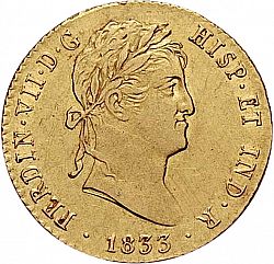 Large Obverse for 2 Escudos 1833 coin