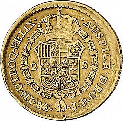 Large Reverse for 2 Escudos 1818 coin
