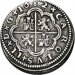 Large Reverse for 2 Reales 1682 coin