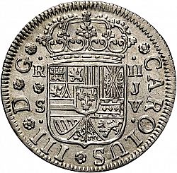 Large Obverse for 2 Reales 1760 coin