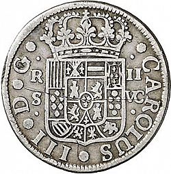 Large Obverse for 2 Reales 1766 coin