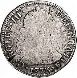 Large Obverse for 2 Reales 1773 coin