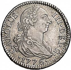 Large Obverse for 2 Reales 1776 coin