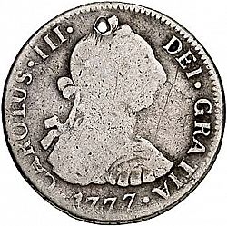 Large Obverse for 2 Reales 1777 coin