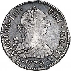 Large Obverse for 2 Reales 1779 coin