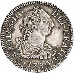 Large Obverse for 2 Reales 1780 coin