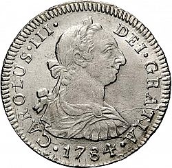 Large Obverse for 2 Reales 1784 coin