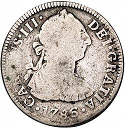 Large Obverse for 2 Reales 1786 coin