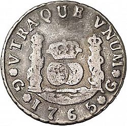 Large Reverse for 2 Reales 1765 coin