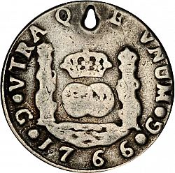 Large Reverse for 2 Reales 1766 coin