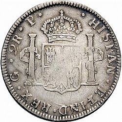 Large Reverse for 2 Reales 1772 coin