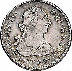 Large Obverse for 2 Reales 1790 coin